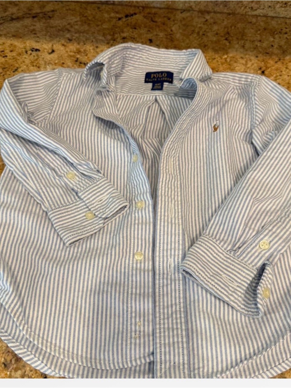 Polo by Ralph Lauren Light Blue and White Striped Button-Down Shirt